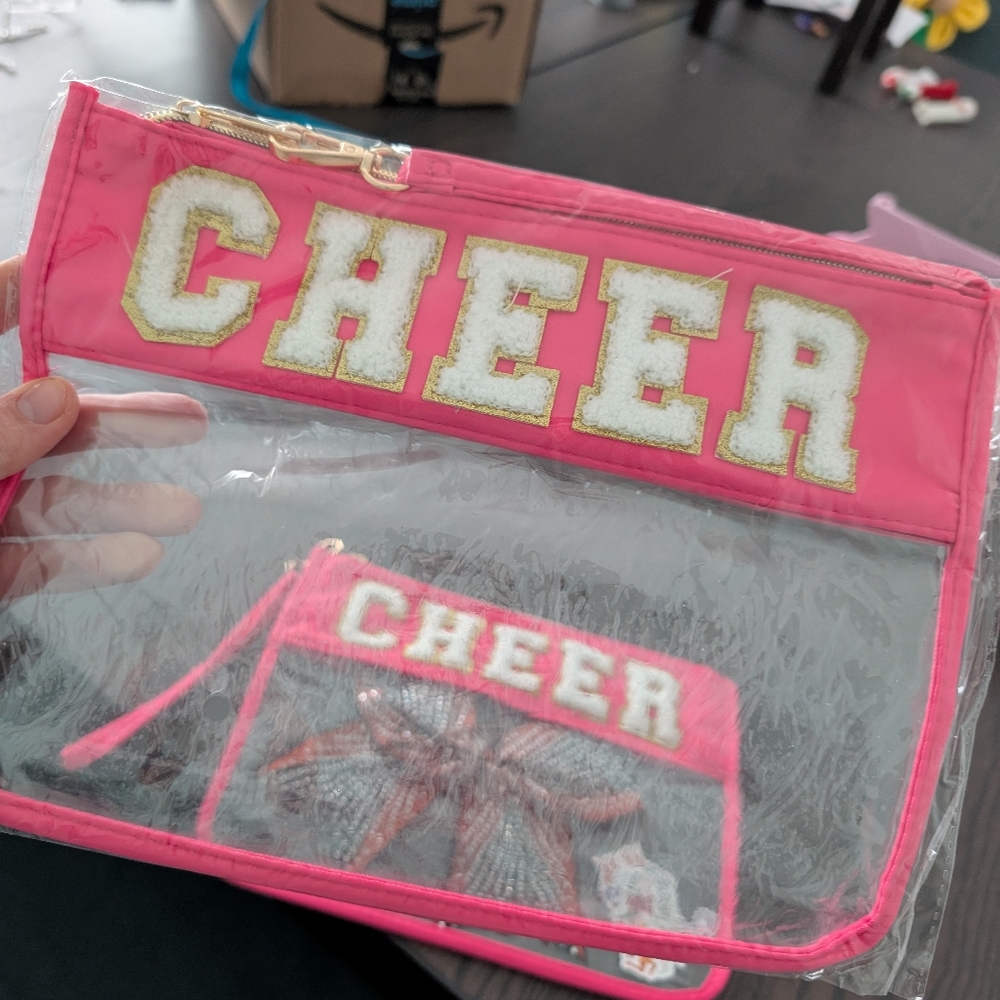 Pink and clear makeup bag